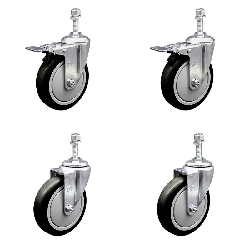 Ensemble de roulettes 5 pouces 5mm, Noir