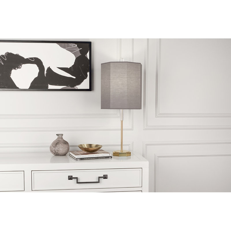 Kate Table Lamp, Pearl Gray, Chrome