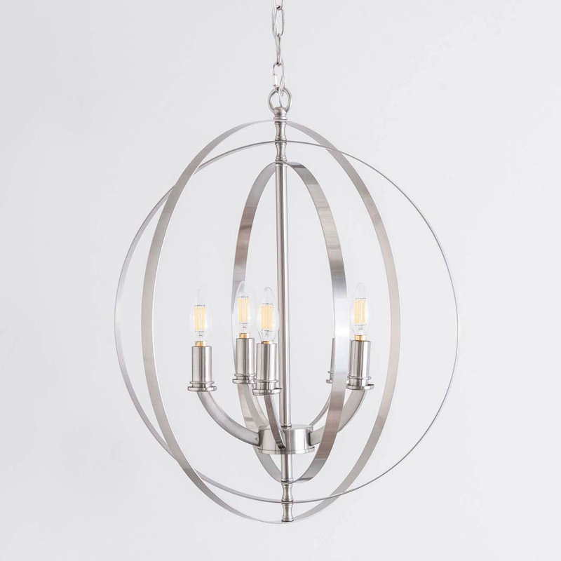 Lustre lanterne à 5 lumières Condurso, Nickel brossé