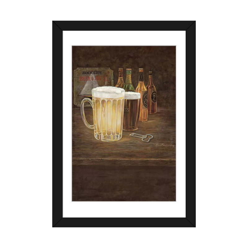« dockside bière », impression sur toile, Papier beaux-arts encadré noir, Blanc, H 24 po x l 16 po x P 1 po