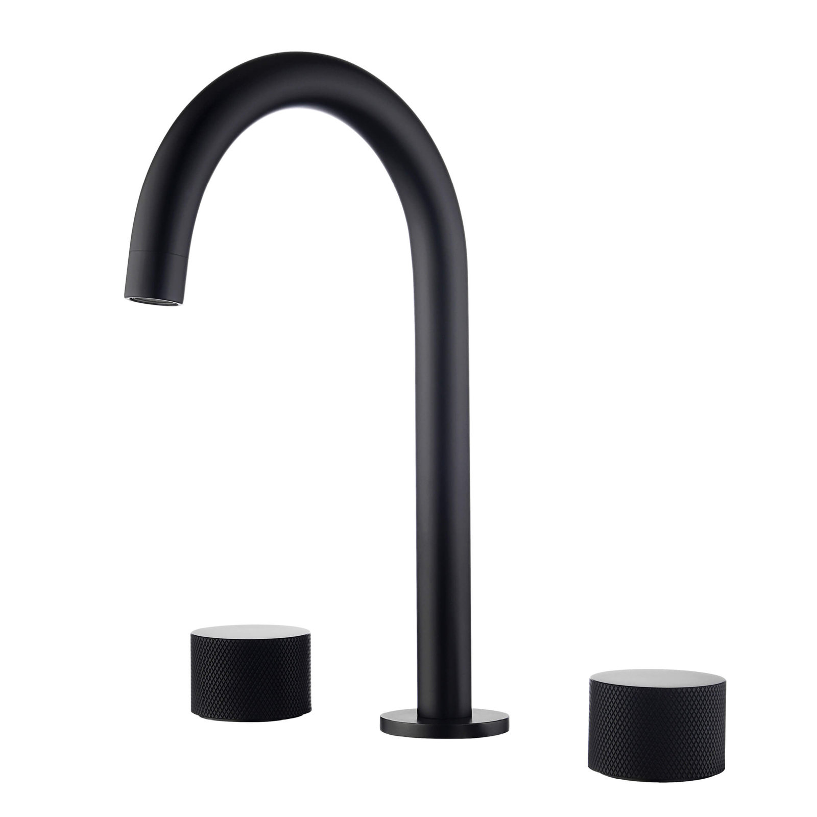 Circular X Widespread Faucet with Drain, Matte Black