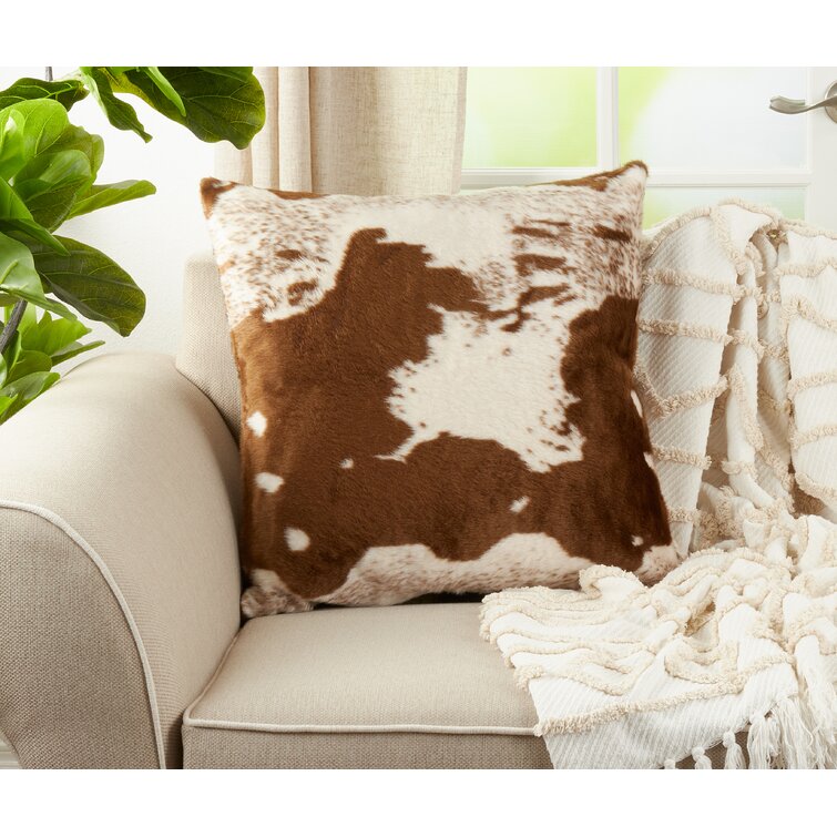 Western Pillow Covers 18 x 18 Set of 4, Faux Leather Throw Pillow Covers  and Cowhide Accent Printing Hidden Zippered Pillowcase Modern Farmhouse