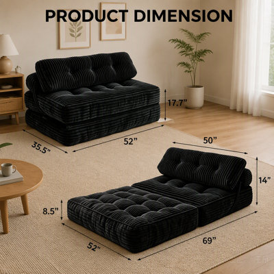 Folding Sofa Bed Convertible Chair with Pillow
