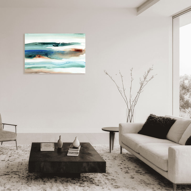Coastal Retreat Beach Waves Abstract, 30" H x 40" W x 1.5" D, Wrapped Canvas, Does Not Apply