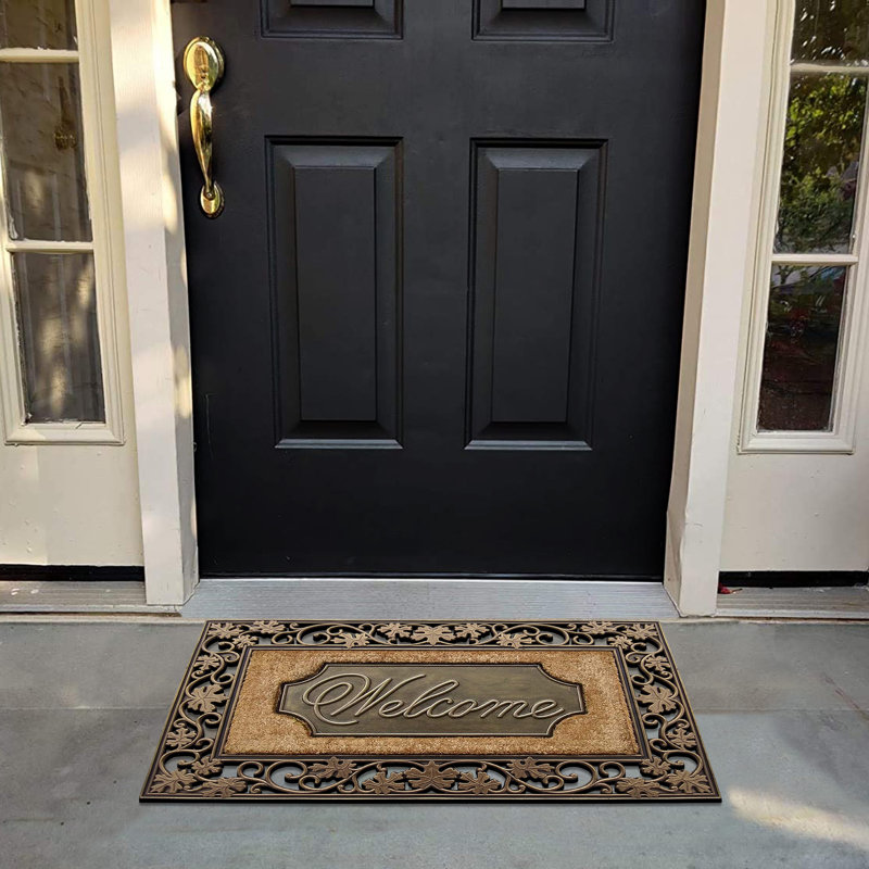Paillasson "Welcome" antidérapant Onalaska Natural, H 1 po x l 18 po x P 30 po, Brun / Beige