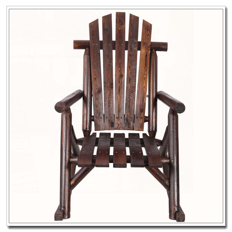 Chaise berçante en bois avec design ergonomique et dossier haut, Brun