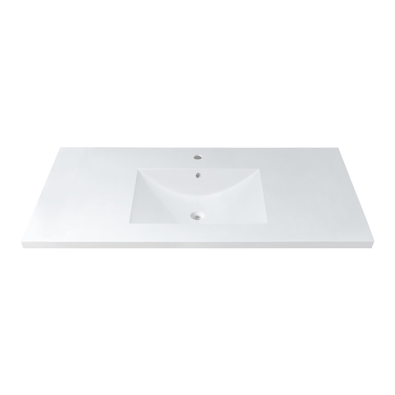 Lavabo de salle de bain rectangulaire semi-encastré en polymère 21 po x 48 po Leonie