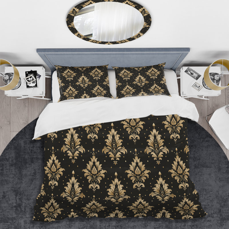 Ensemble de housse de couette Glam Damask, Housse de couette pour grand lit + 2 taies décora