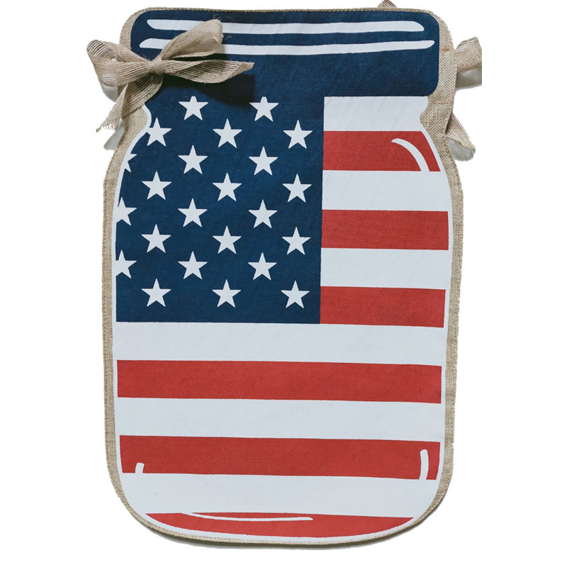 Drapeau de jardin patriotique Mason Jar Burlap, Blanc/rouge/bleu