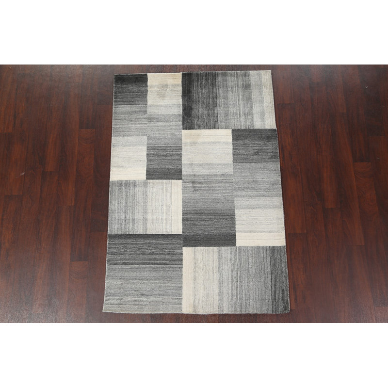 Checkered Gabbeh Wool Area Rug 4x6