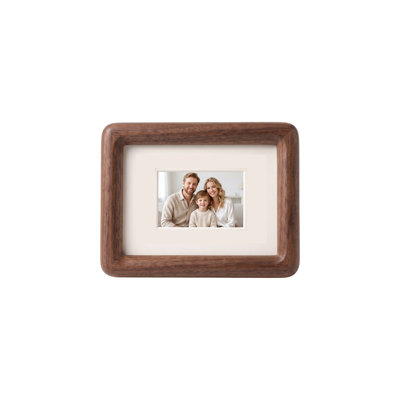 Solid Wood Magnetic Mini Photo Frame – Deep Espresso Walnut-Inspired Finish, Fridge Display for 2" Photos, Wedding Keepsake(3" & 4")