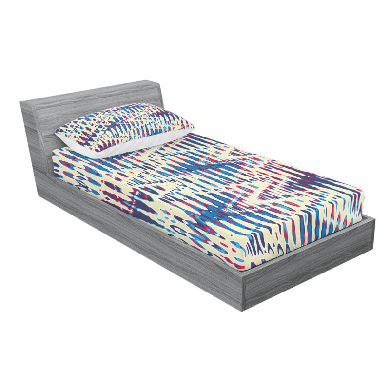 Microfiber Chevron Fitted Sheet, Twin XL Fitted Sheet with 1 Pillowcase