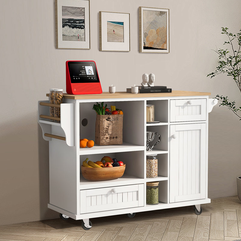 Chariot de cuisine avec plateau en bois manufacturé Adriaens