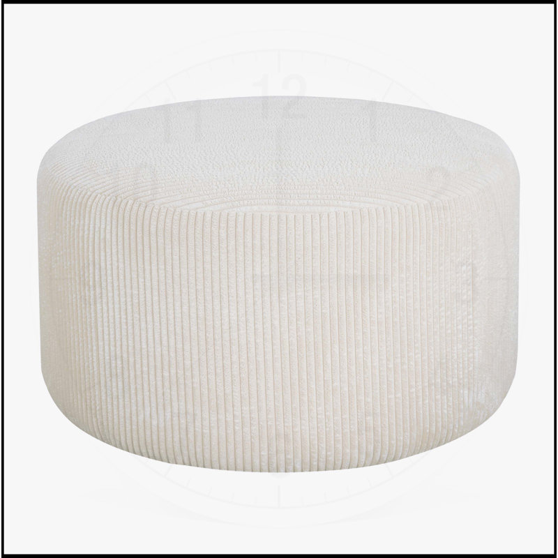Luxurious Round Ottoman with Versatile Use, Perfect for Modern and Elegant Living Spaces, Beige Corduroy