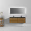 Meuble-lavabo flottant 4 tiroirs Lucille l 60 po x P 21 po en noyer doré miel avec double lavabo et comptoir en quartz-119296979