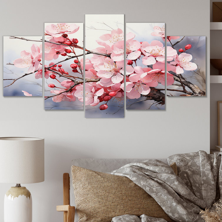 DesignArt China Art Cherry Blossom - Chinese Metal Wall Art Prints Set ...