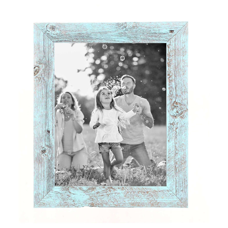 Cadre photo espresso rustique 11 x 17, Bleu, 12 po x 13 po