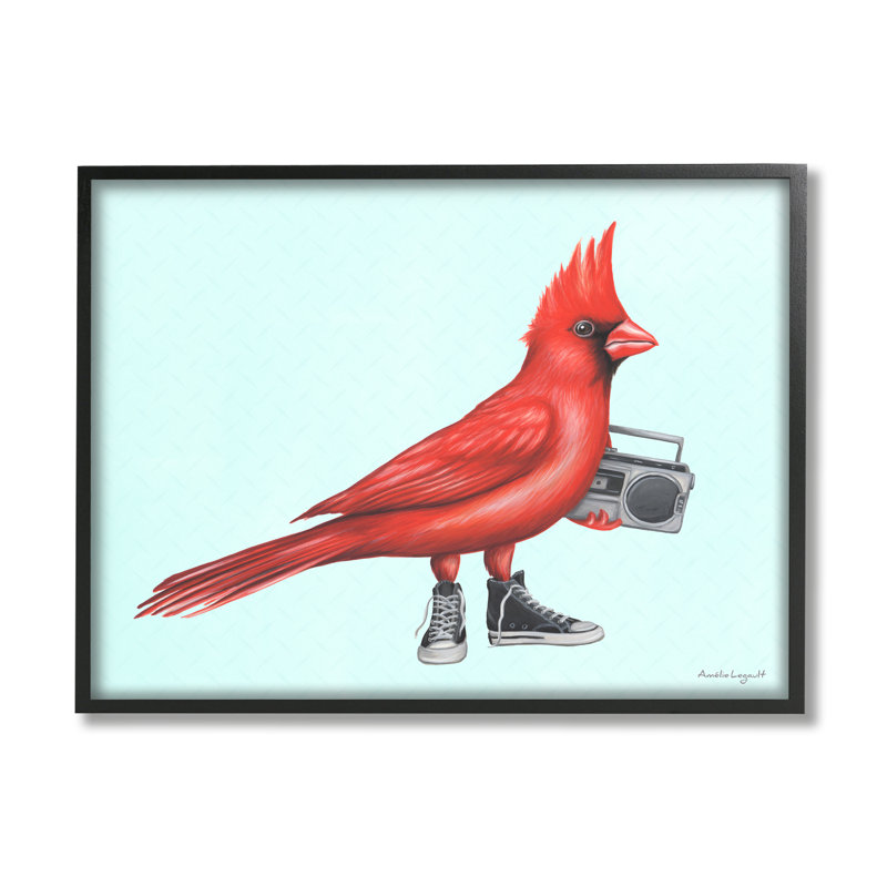 Cardinal Bird, Giclée encadrée noir minuit, L 20 po x H 16 po