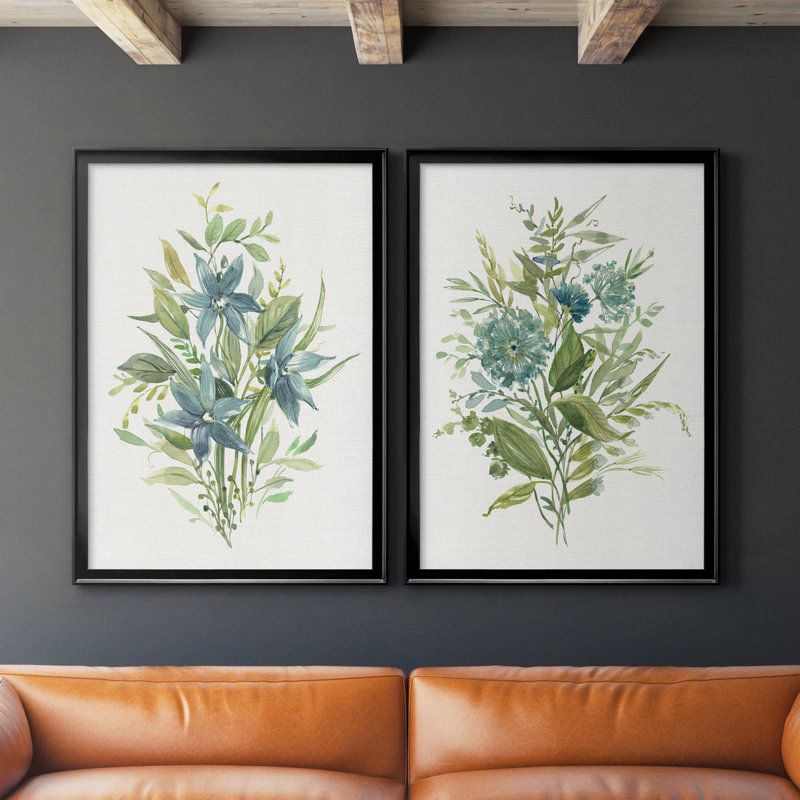 «Greenery I», ensemble de 2 peintures sur toiles, H 30,5 po x l 42,5 po x P 3 po, Black Framed Canvas