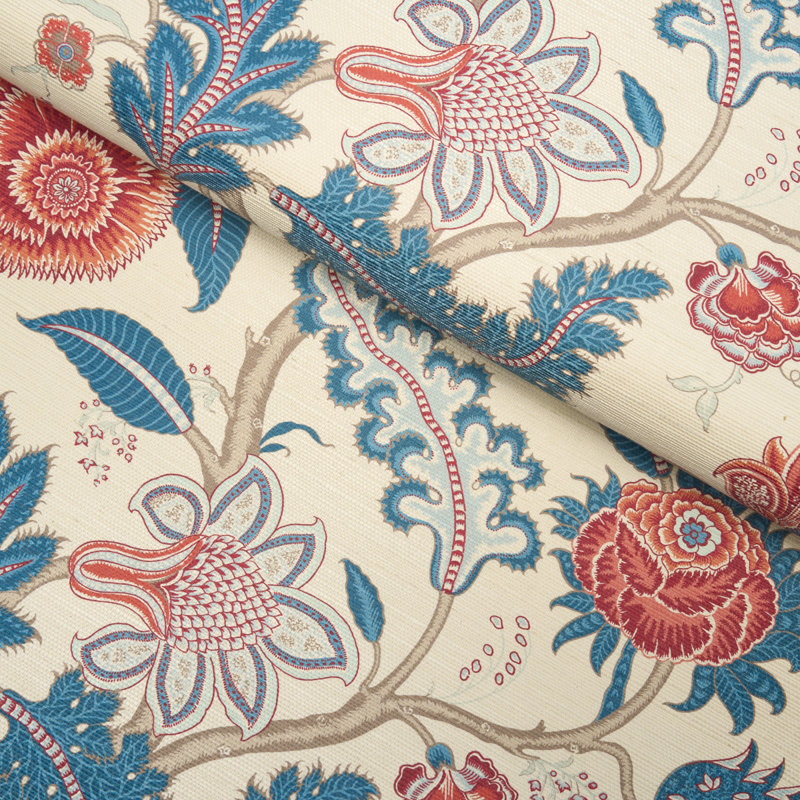 Papier peint Sinhala Sisal, Rouge / indigo