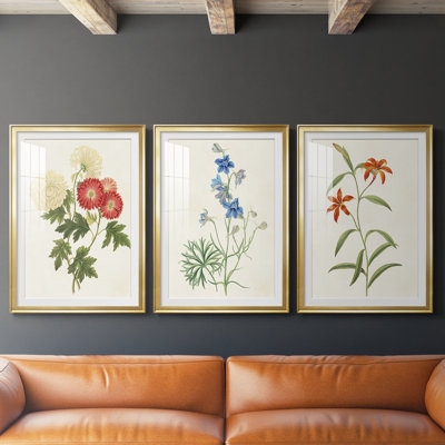 Fleurs des saisons I - Impression de qualité supérieure encadrée sur mesure - 3 pièces
