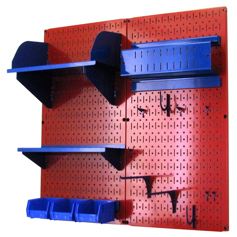 Ensemble de panneaux perforé de rangement pour accessoires de loisirs, Rouge et bleu