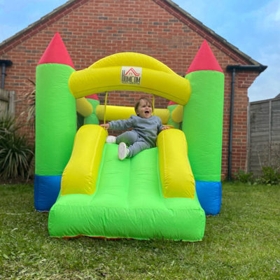 Multi-colour Nylon Inflatable Bouncy Castle, Indoor Outdoor Bounce House With Safety Mesh Net For Kids Ages 3-10