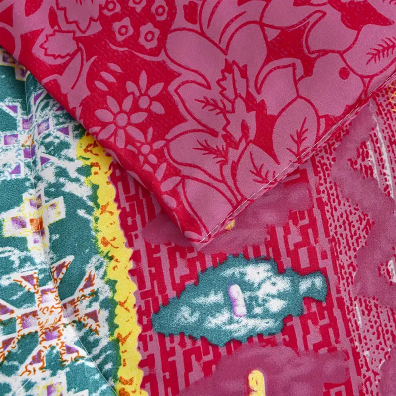 Housse de couette en duvet de fibre de style bohémien, Housse de couette simple + 1 taie d'oreiller