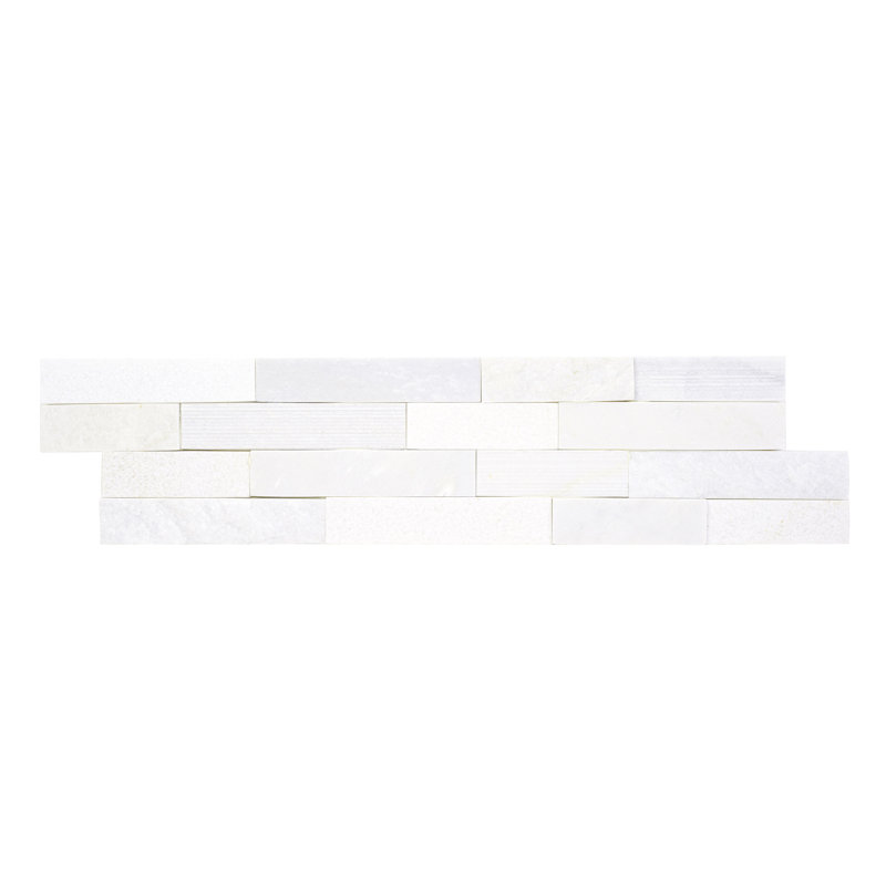 Carrelage mural de coin en pierre naturelle 6 po x 24 po Stonecrest, Blanc aurique
