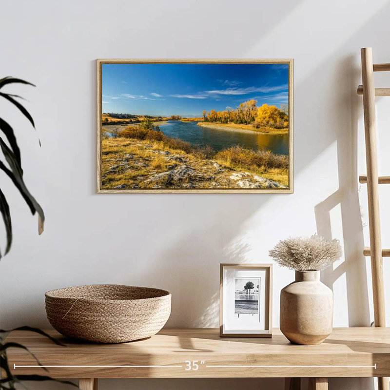 Missouri River Trail, 19 po x 13 po, Cadre flottant en bois naturel