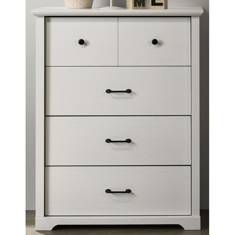 Commode 4 tiroirs avec poignées noires Elettra, Blanc