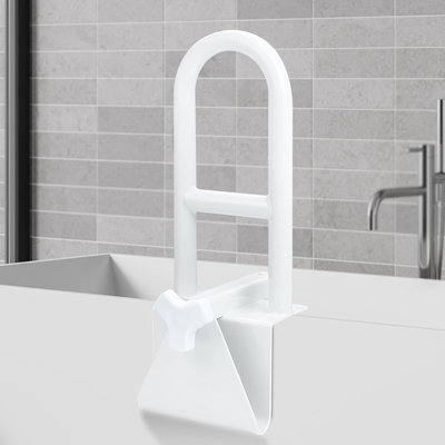 Barre de sécurité réglable pour barre de douche, acier inoxydable, blanc