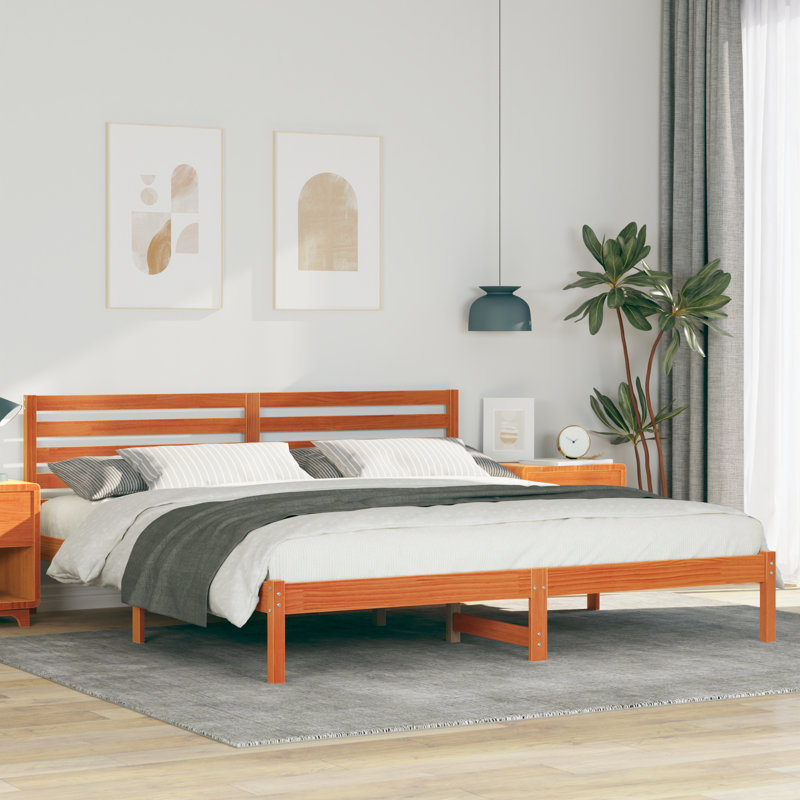 Solid Wood Bed Frame, Super King (6'), Wax Brown