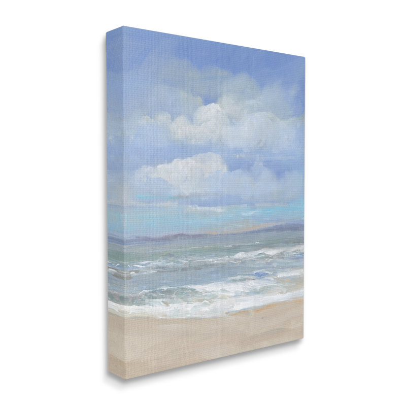 «Cloudy Ocean Bay Shoreline Floater», art mural par Tim Otoole, H 30 po x l 24 po x P 1,5 po, Toile tendue