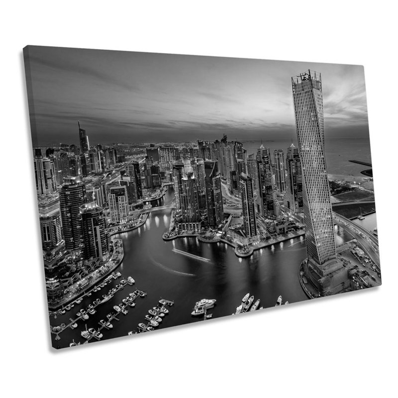 Dubai Skyline Marina - Wrapped Canvas Print, 81.3cm H x 121.9cm W x 4cm D