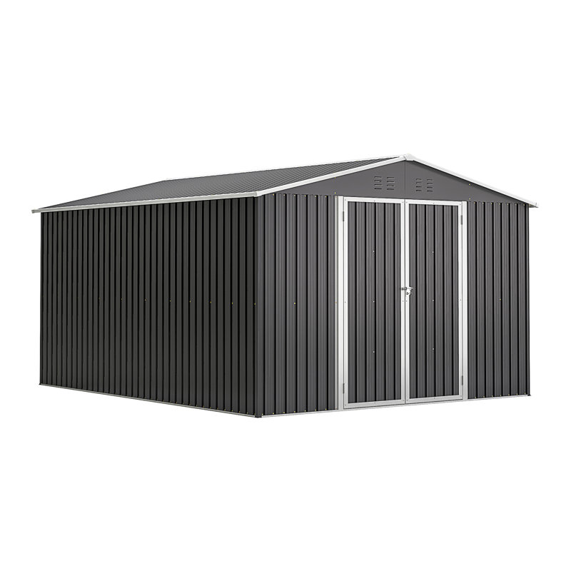 Outdoor Storage Shed 10X12 FT, Black, 79.13" H x 113.7" W x 141.06" D