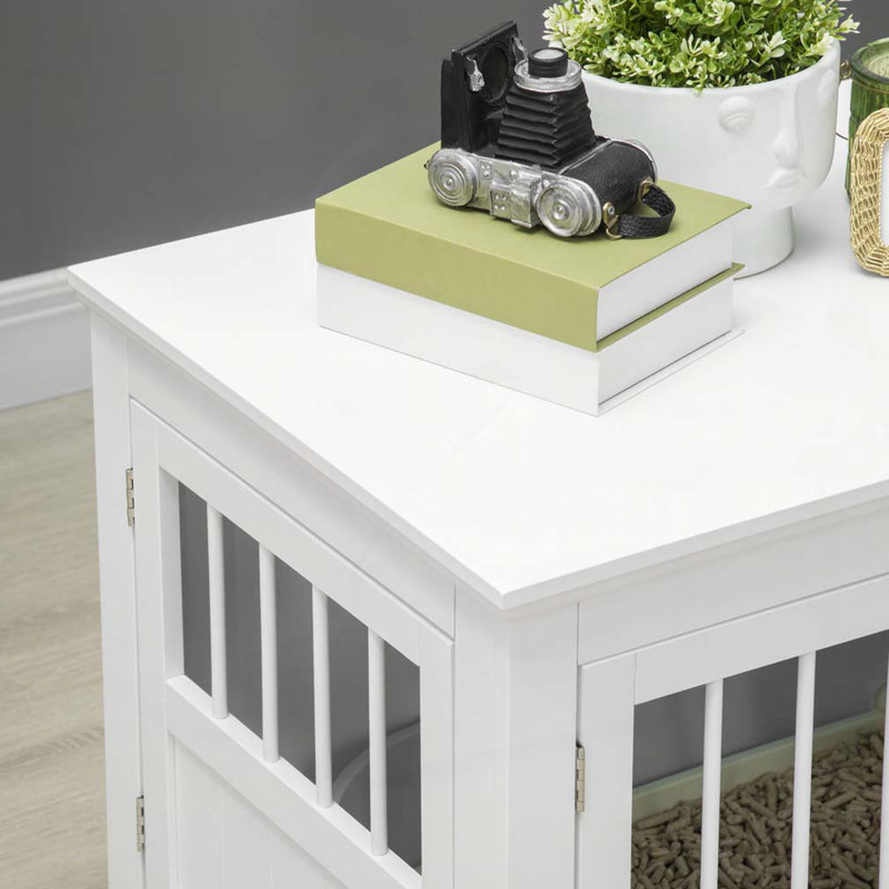 Table de bout pour chien avec triple porte, Blanc