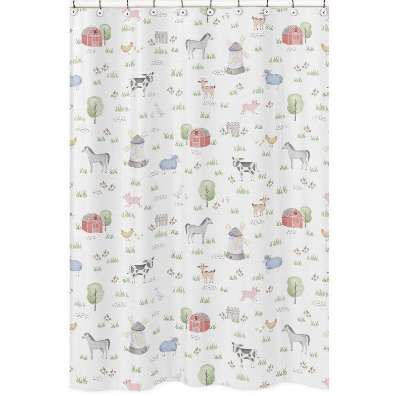 Rideau de douche simple en coton Farm Animals