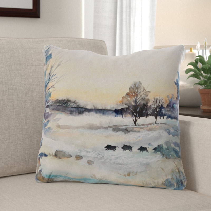  Coussin décoratif aquarelle, Microsuède, Intérieur