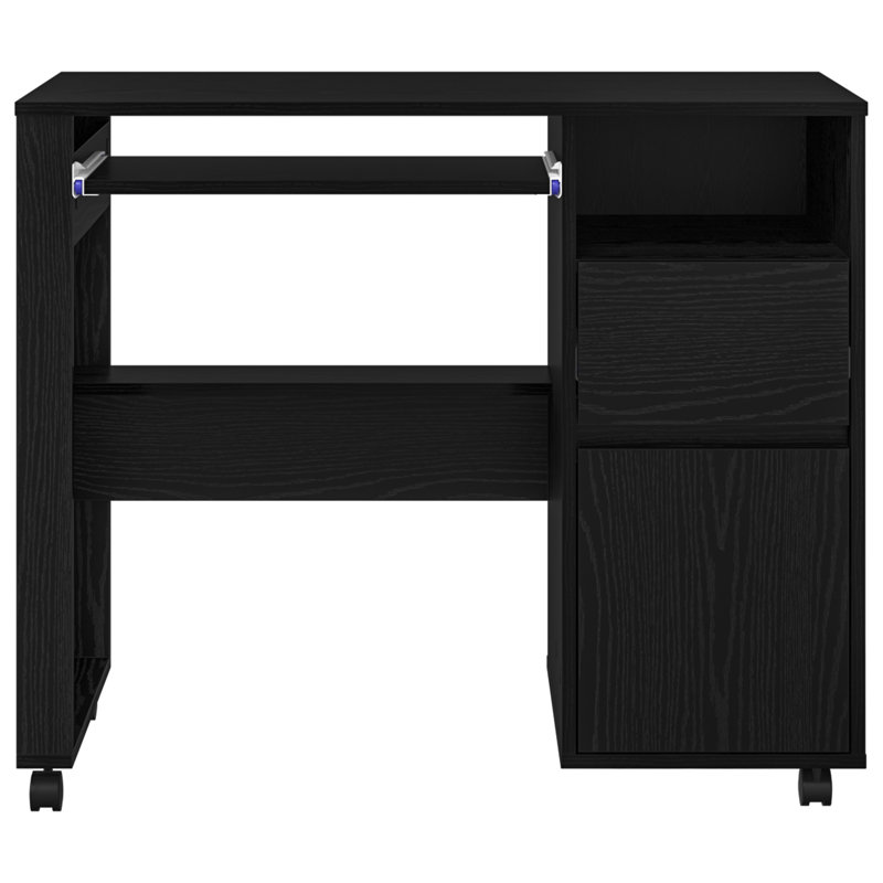Computer Desk Engineered Wood Compact Drawers, Black Oak