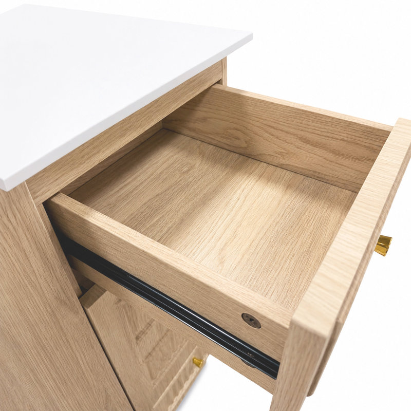 Meuble-lavabo simple 48 po en bois avec lavabo SMC intégré, 2 portes à fermeture en douceur et armoire 8 tiroirs