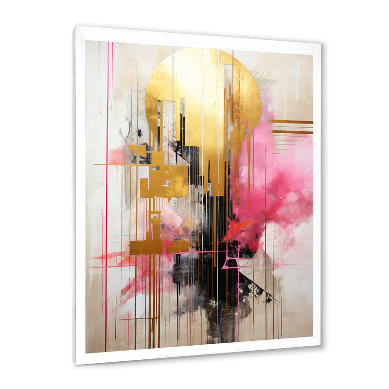 «Retro Sunrise Vintage Glam Watercolor», reproduction sur toile, Cadre photo blanc, H 32 po x l 16 po x P 1 po