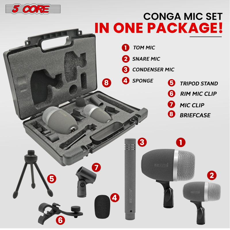 Microphone 5 fils Conga Mic Snare Tom