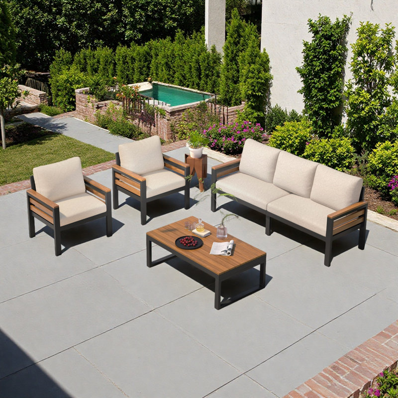 Ensemble de conversation modulaire d'extérieur 4 pièces 4 pièces, Beige