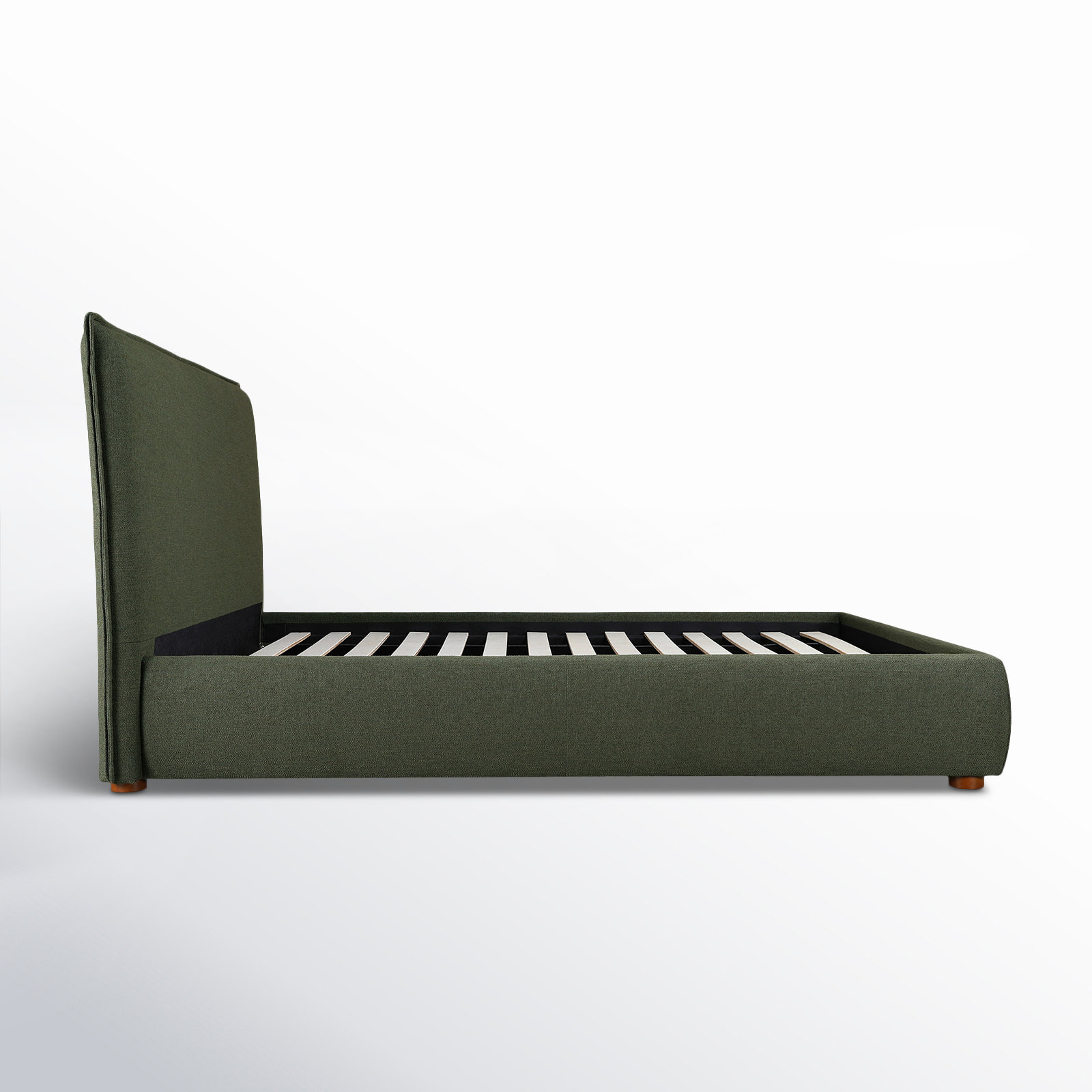 Timothy Upholstered Low Profile Platform Bed, King, Dark Green Basketweave, 45.5
