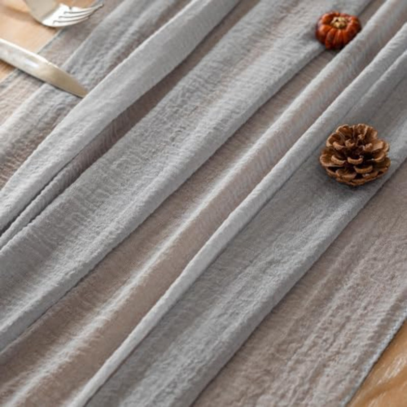 Chemin de table en mousseline bleu poudré (6 pièces), 3 mètres, pour décoration de fête ou de maison