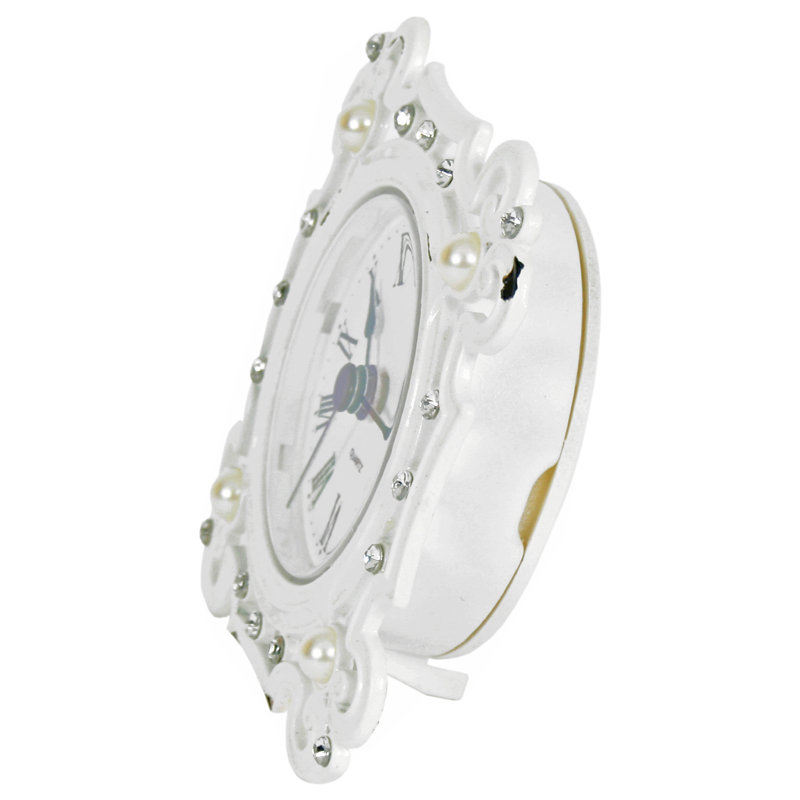 Antik Roman Numeral Metal Quartz Movement / Crystal Tabletop Clock in White