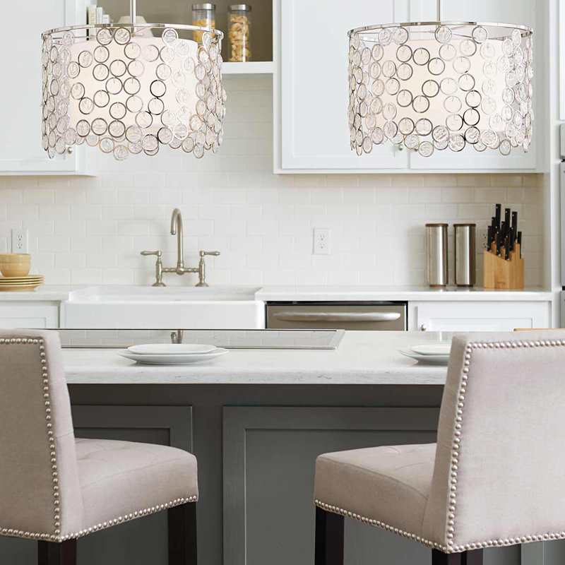 Uriah 3 - Light Polished Nickel Drum Pendant