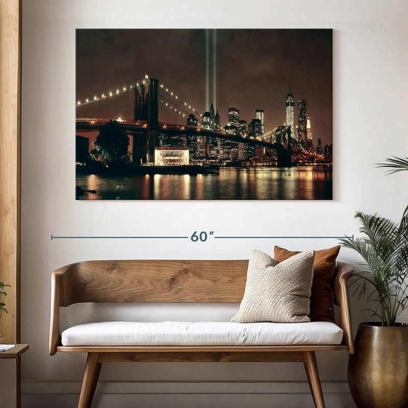 Lueur de nuit du pont Sireci Brooklyn, H 34 po x l 51 po