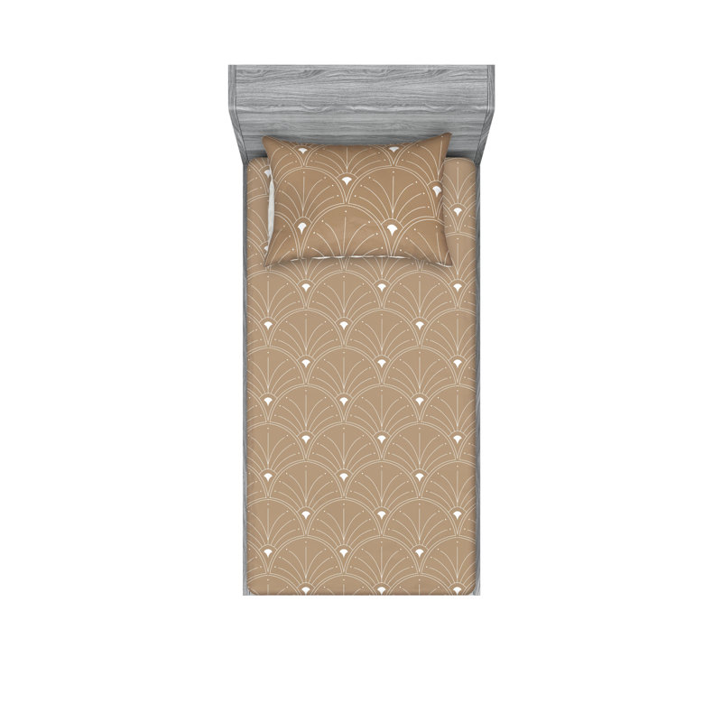 Microfiber Floral Sheet Set, Pale Brown, Twin Sheet Set + 1 Pillowcase